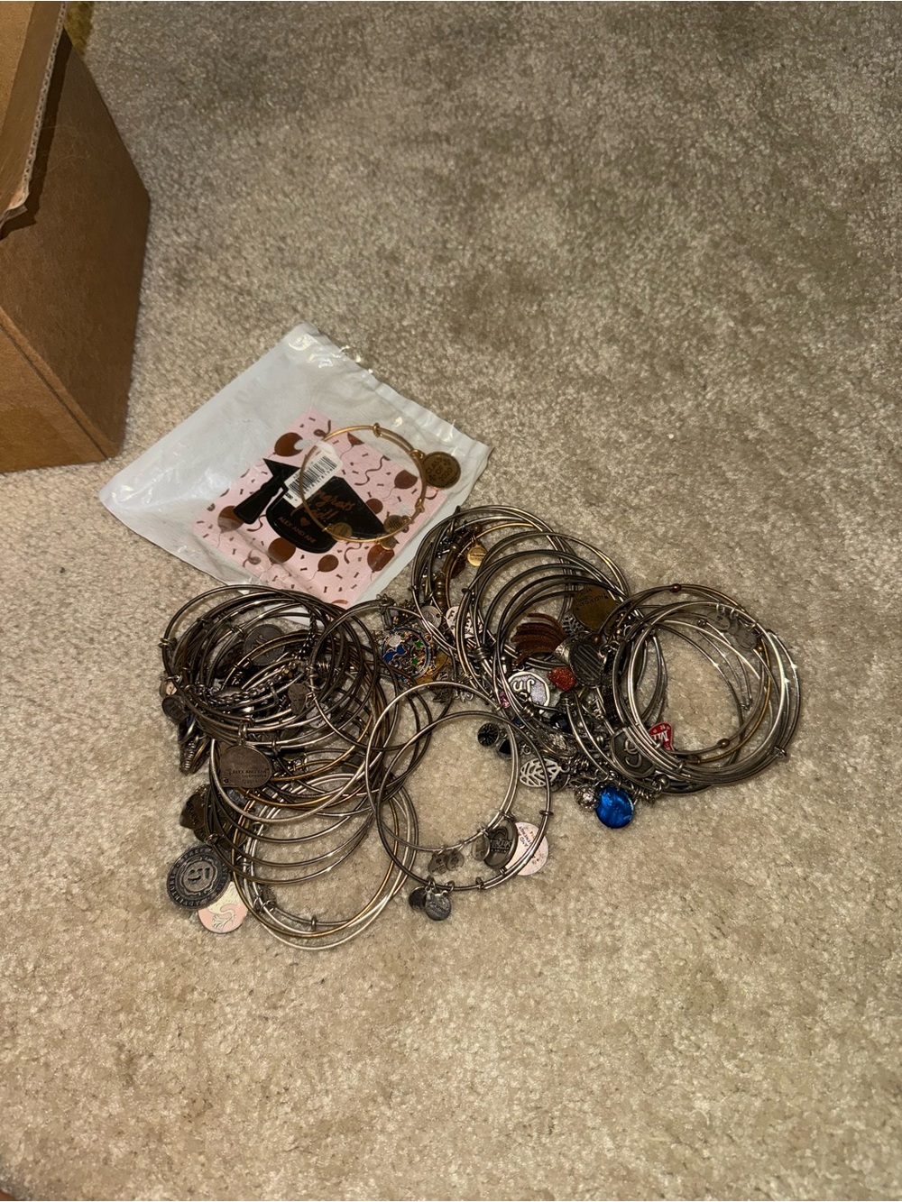 Alex and Ani & More Gold-ToneSilver-Tone Charm Bangle Bracelets - Lot of 47
